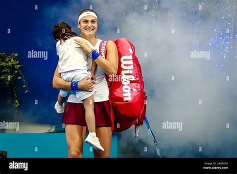 Aryna Sabalenka of Belarus holding her daughter arrives at the court ...