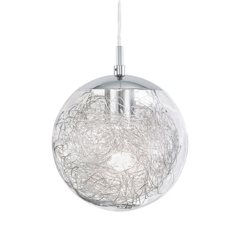 Eglo 93073 Luberio Glass Globe Pendant Light with Aluminium Decoration