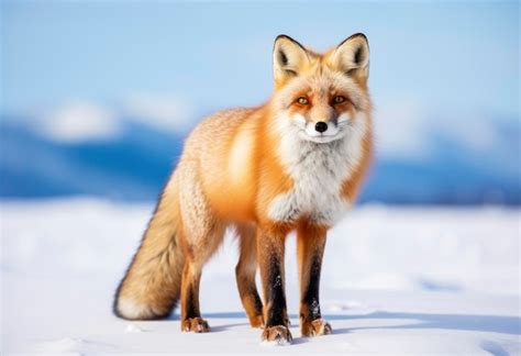 Premium AI Image | Red fox standing on snow