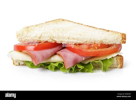 triangle sandwich with ham, cheese and vegetables, isolated Stock Photo ...