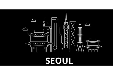 Seoul Travel, South Korea Seoul, Travel Illustration, Silhouette ...