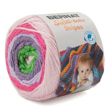 Bernat Softee Baby Stripes Soft 100% Acrylic Light Yarn for Knitting Crocheting Light #3 ...