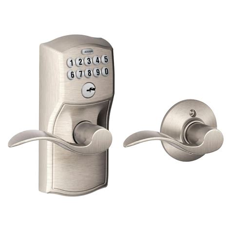 Schlage Camelot Satin Nickel Electronic Keypad Door Lock with Accent ...