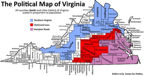 Map of Virginia Resized According to Population [806x427] : MapPorn