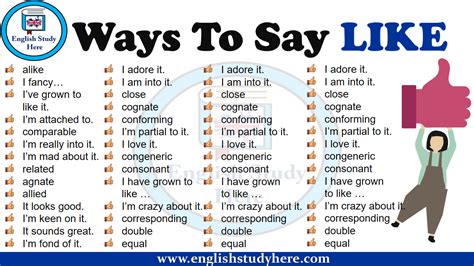 Ways To Say LIKE in English - English Study Here