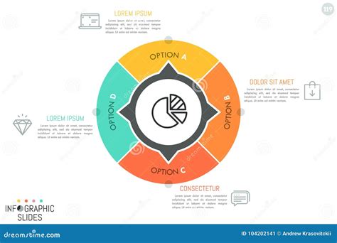 Circular Pie Chart Divided into 4 Sectors Stock Vector - Illustration of flat, business: 104202141