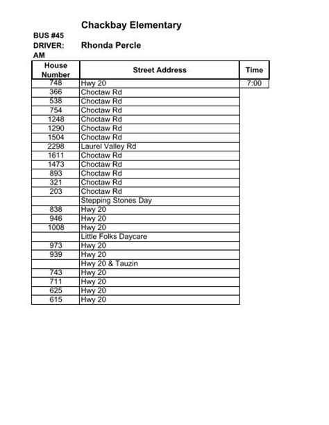 Chackbay Elementary BUS