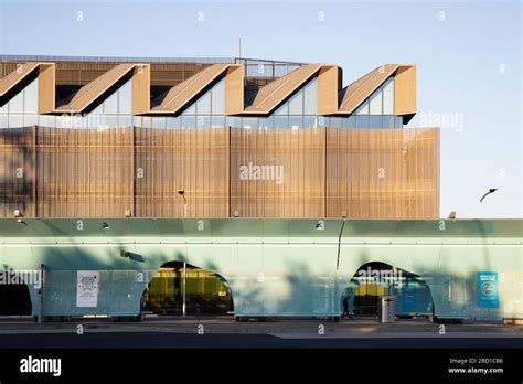 A modern bus station at the university revealing contemporary design ...