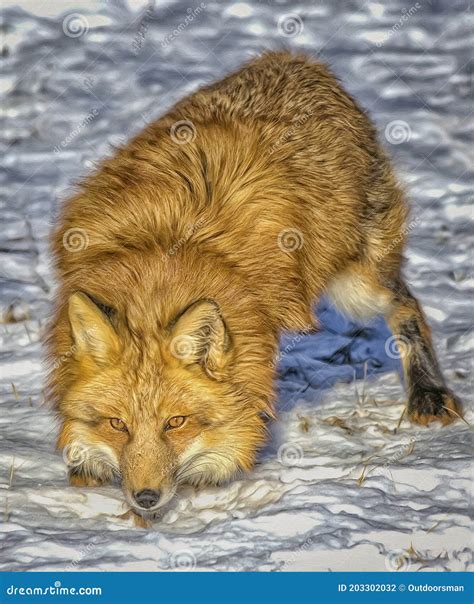 Red Fox in Winter Coat,photo Art Stock Photo - Image of winter, snow ...