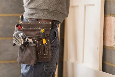 STANLEY Leather Tool Belt Pouch Apron, Multi-Pockets Storage Organiser ...