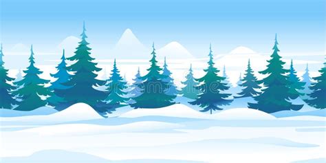 Snowy Path Along Forest Game Background Stock Vector - Illustration of hill, cartoon: 205228050