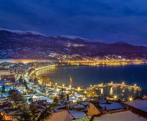 #Ohrid#Lake#Night#Winter | Lake, 360 virtual tour, Macedonia