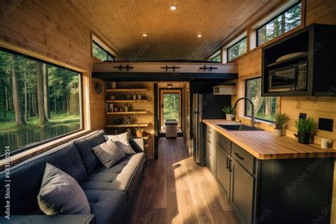 The interior of this mobile tiny house is perfect for those who love outdoor experiences and ...