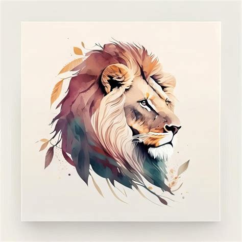 Premium AI Image | Lion in minimalist illustration with soft colors