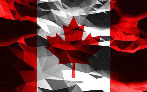 Canadian flag, low poly art, North American countries, national symbols, Flag of Canada, HD ...