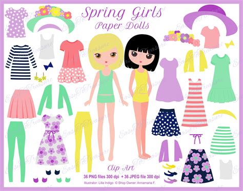 Printable Paper Doll, Fashion Clipart, Girl Clipart, Paper Doll Clipart, Clothing Clip Art ...