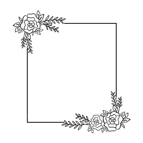 Frame Flower Black, Floral Square Frame, Line Flower Frame, Square Frame PNG and Vector with ...