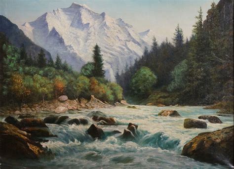 Mountain Scene, Canadian Rockies by Artist Unknown | J-Art Gallery