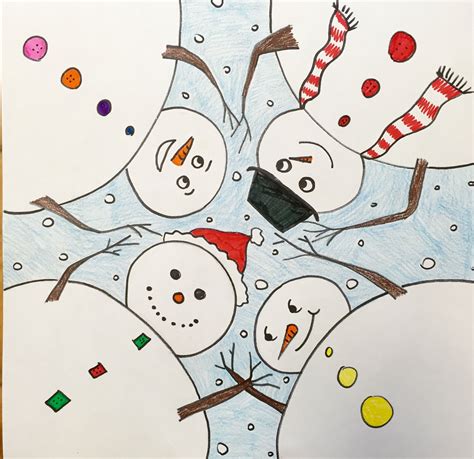 Snowmen at Play | Kids art projects, Winter art lesson, Classroom art ...