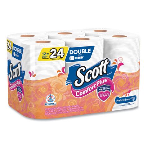 Scott® ComfortPlus Toilet Paper, Double Roll, Bath Tissue, Septic Safe, 1-Ply, White, 231 Sheets ...