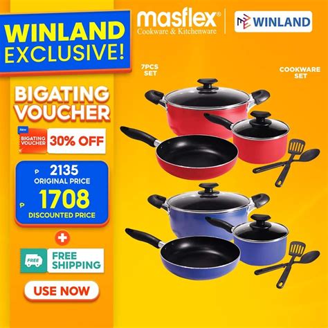 Masflex by Winland 7 Pieces Non-Stick Induction Cookware Set Fry Pan Casserole Sauce Pan X-RM ...