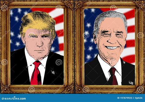 Presidential Portrait of Donald Trump and Joe Biden in a Luxurious ...