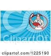 Clipart of a Retro Cartoon Fishmonger Sushi Chef Chopping a Fish - Royalty Free Vector ...