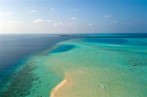 Premium Photo | Maldives aerial view panorama landscape sandy beach