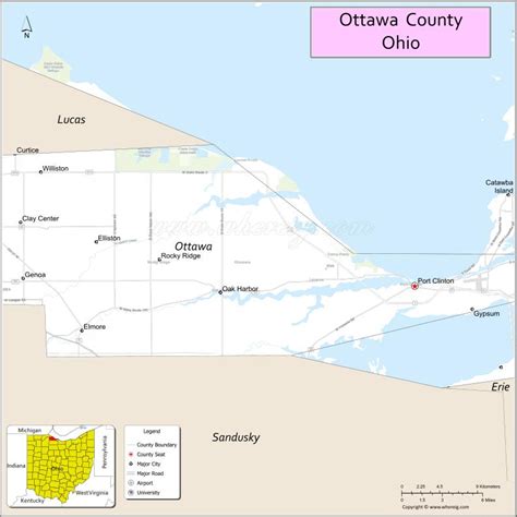 Map of Ottawa County, Ohio - Where is Located, Cities, Population, Highways & Facts