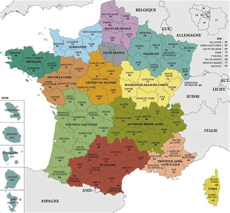 CARTE DE FRANCE DES REGIONS : carte des régions de France en 2020 | Carte de france, Carte des ...