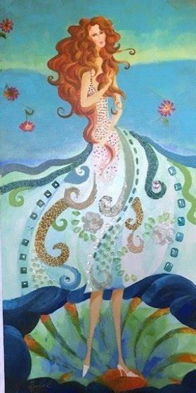 Birth of Venus, 2010, 36x18, Acrylic on Canvas, Woman in Shell by Alina ...