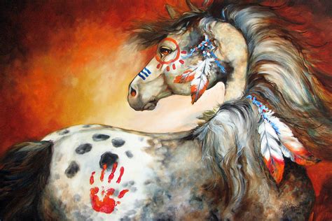 4 Feathers Indian War Pony Painting by Marcia Baldwin - Fine Art America