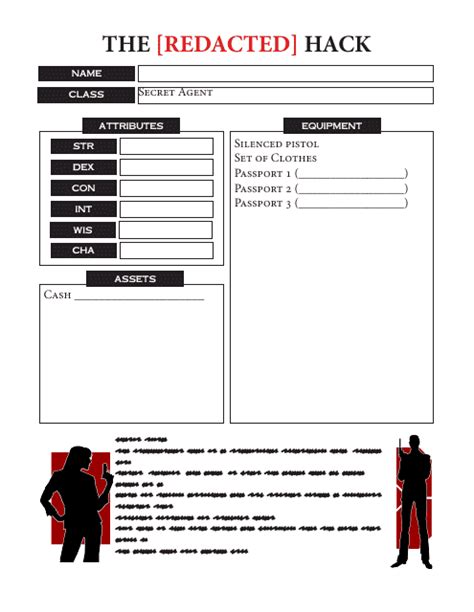 The Redacted Hack Character Sheet Download Printable PDF | Templateroller