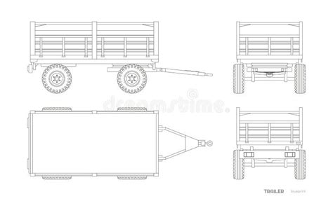 Tractor with Trailer Drawing Stock Vector - Illustration of machine ...