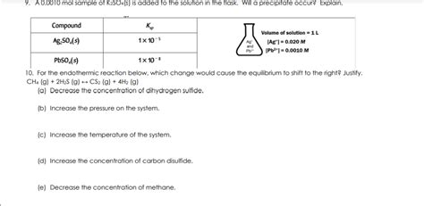 Solved 9. A 0.0010 mol sample of K2SO4(s) is added to the | Chegg.com