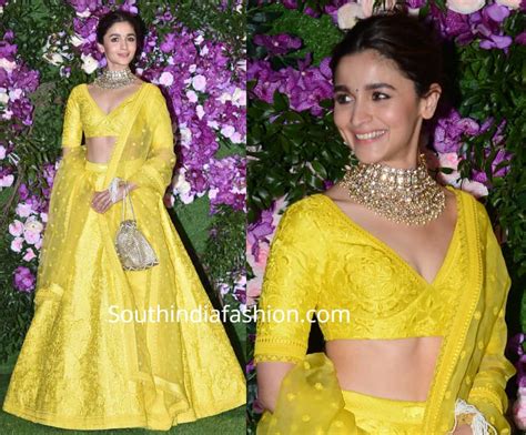 Alia Bhatt in a yellow Sabyasachi lehenga at Akash Ambani's Wedding