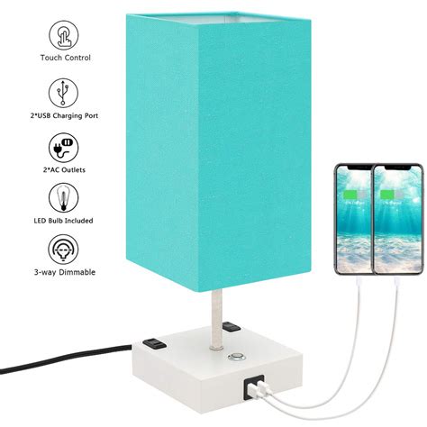 Buy FAGUANGAO Touch Control Table Lamp,3 Way Dimmable,2 Fast USB Charging Ports and 2 Ac Outlets ...