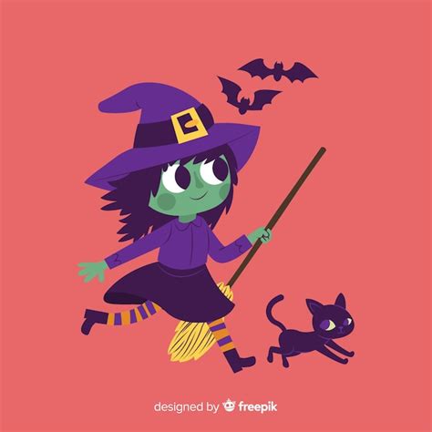 Free Vector | Hand drawn cute halloween witch