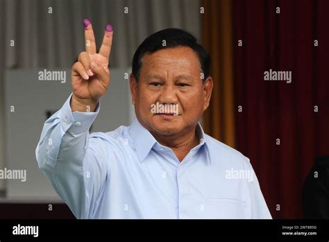 Indonesian President-elect Prabowo Subianto, when casting his vote in the 2024 elections in ...