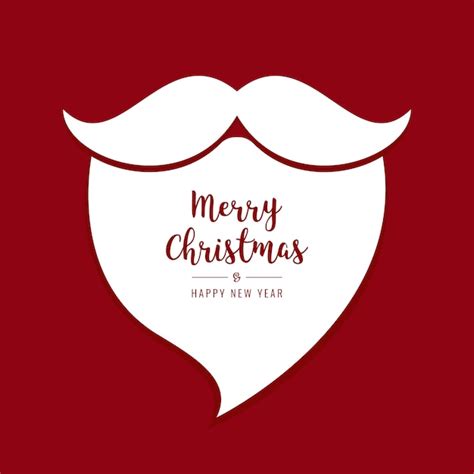 Premium Vector | Santa beard white christmas greetings red background