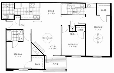 3 Bedroom House Plan With Dimensions - FEQTUMF