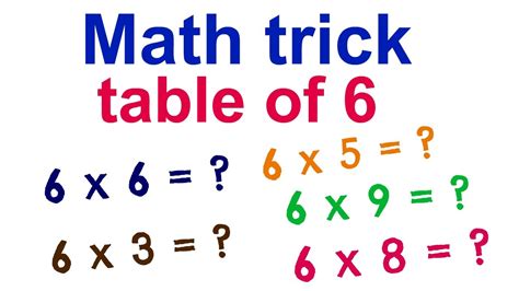 Math trick to learn table of 6! - YouTube