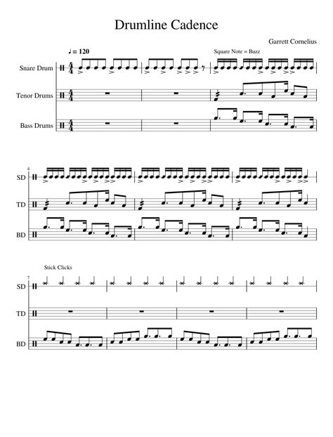 Drumline Cadence sheet music for Percussion download free in PDF or MIDI