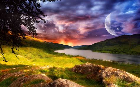 Enchanted Evening: Fantasy Landscape HD Wallpaper