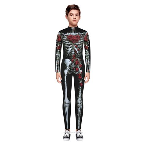 Halloween Skeleton Devil Vampire Scary Bodysuit Cosplay Costume ...