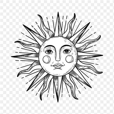 Sun with a face outline sticker overlay design element | free image by ...