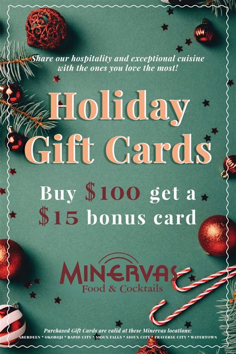 Holiday Gift Cards | Minervas | Restaurant & Bar in SD, IA and MI