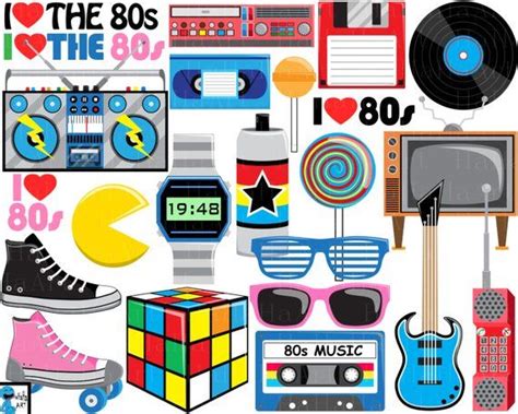 I Love the 80s V2 Digital Clipart, Clip Art Graphics, Personal Use ...