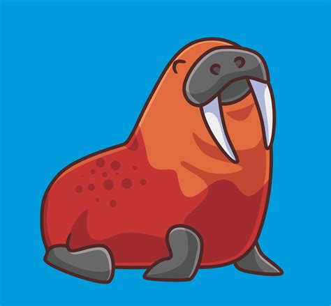 cute walrus happy. isolated cartoon animal illustration. Flat Style ...