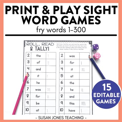 Sight Word Games: Print, Play, LEARN! - Susan Jones Teaching